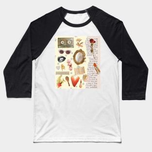 Vintage Old Money Aesthetic Collage Print Baseball T-Shirt